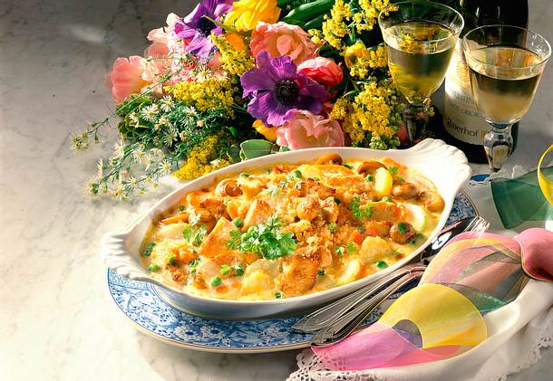 Gratiniertes Hühnerfrikassée Rezept