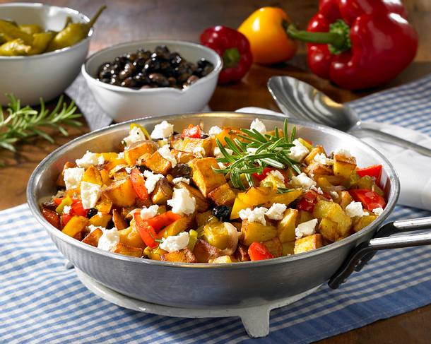 Griechische Bratkartoffel-Pfanne Rezept Griechische Bratkartoffel-Pfanne Rezept