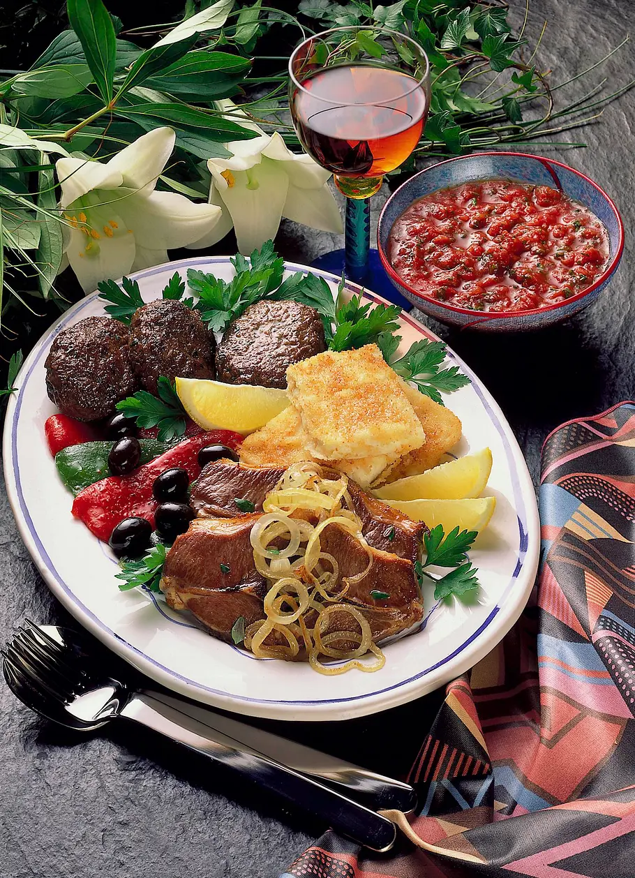 Griechische Fleischplatte Rezept Griechische Fleischplatte Rezept