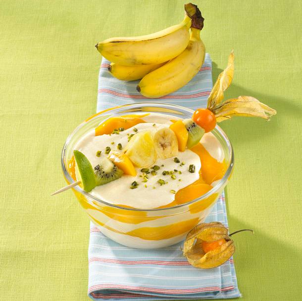 Grießbrei mit Mango und tropischen Früchten Rezept Grießbrei mit Mango und tropischen Früchten Rezept
