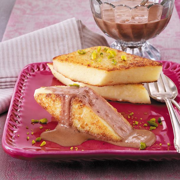 Grießschnitten mit Nougatsoße Rezept Grießschnitten mit Nougatsoße Rezept