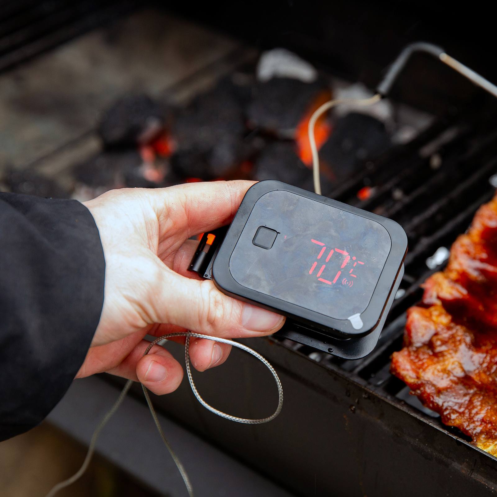 2 Sonden digitale Fleisch Küche Thermometer Edelstahl wasserdicht Fleisch  Temperaturfühler Kochen BBQ Temperaturmesser für Küche