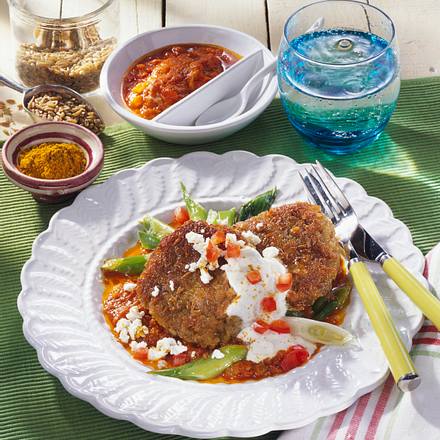 Grünkern-Bratlinge in roter Currysoße Rezept Grünkern-Bratlinge in roter Currysoße Rezept