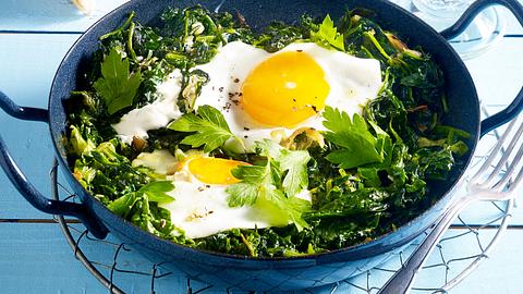 Grüne Shakshuka mit Spinat Rezept - Foto: House of Food / Bauer Food Experts KG