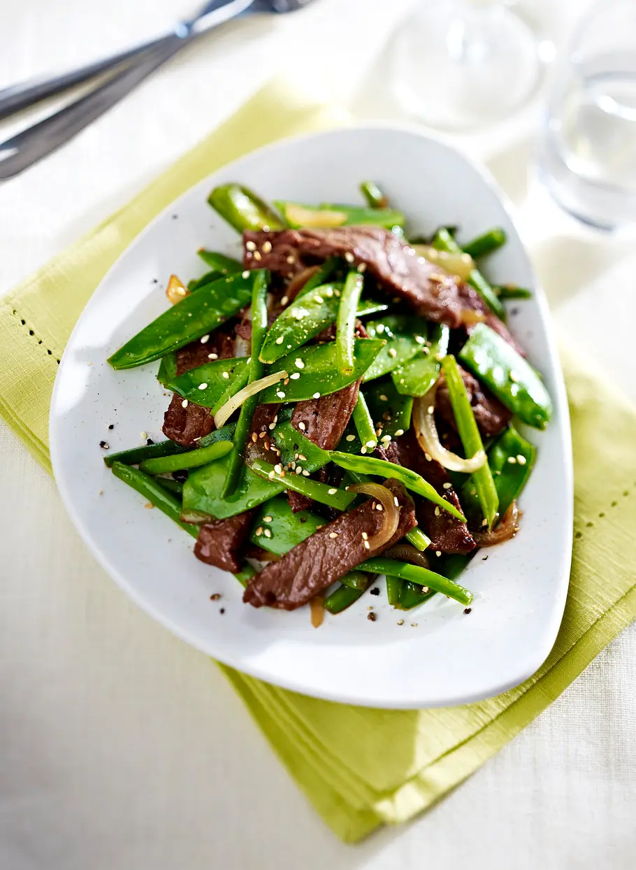 Grünes Wok-Gemüse mit Rindfleisch Rezept