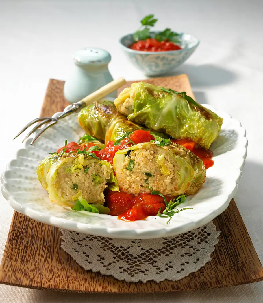 Grünkern-Wirsing-Rouladen Rezept Grünkern-Wirsing-Rouladen Rezept