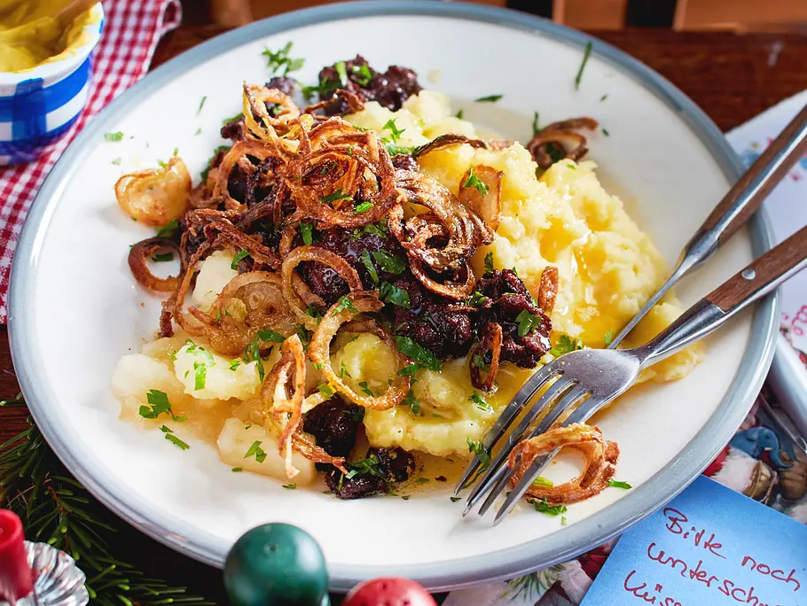 Grützwurstgröstl „Himmel auf Erden“ Rezept Grützwurstgröstl „Himmel auf Erden“ Rezept