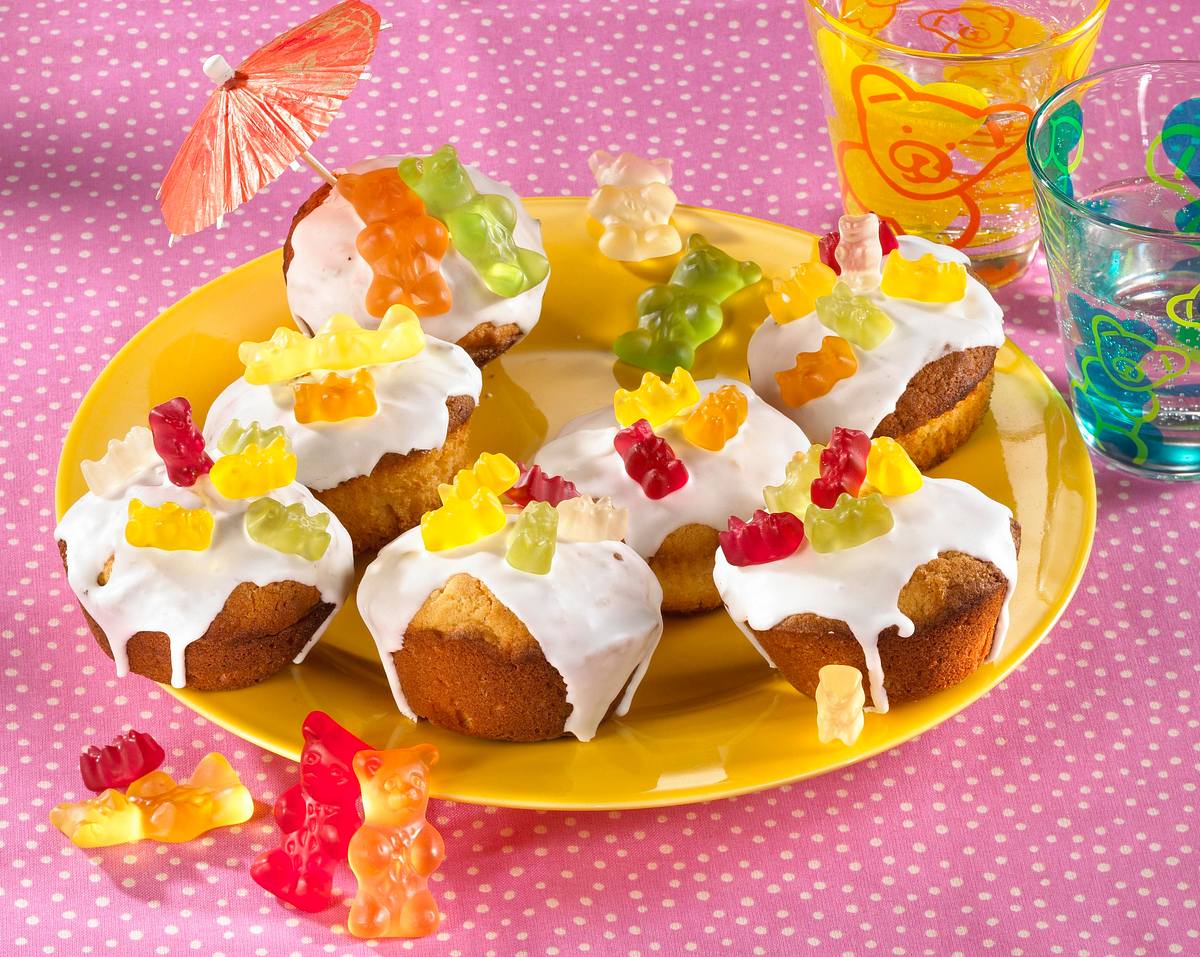 Gummibärchen-Muffins mit Hermannteig Rezept