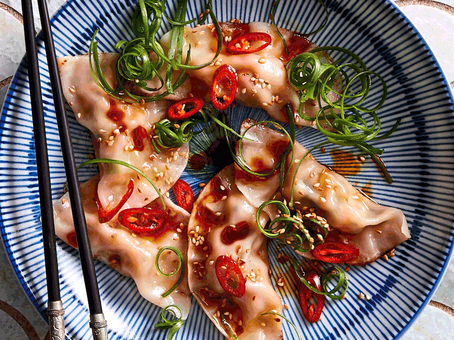 Gyoza mit Ponzu-Topping Rezept Gyoza mit Ponzu-Topping Rezept