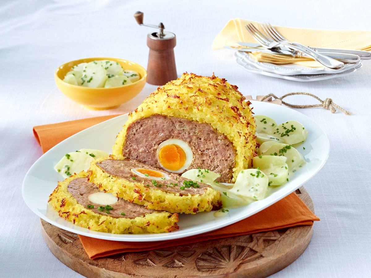 Hackbraten mit Röstihaube Rezept