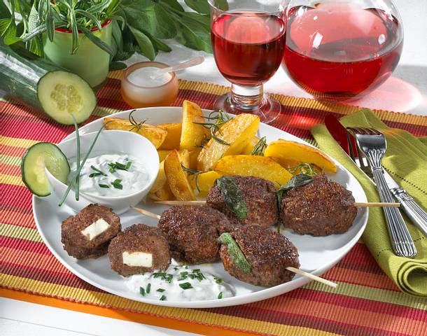 Hackfleischspieße mit Röstkartoffeln Rezept