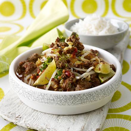 Hackpfanne mit Limetten und Reis Rezept
