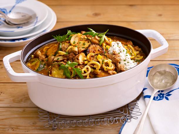 Hacktopf mit Gabelspaghetti Rezept Hacktopf mit Gabelspaghetti Rezept