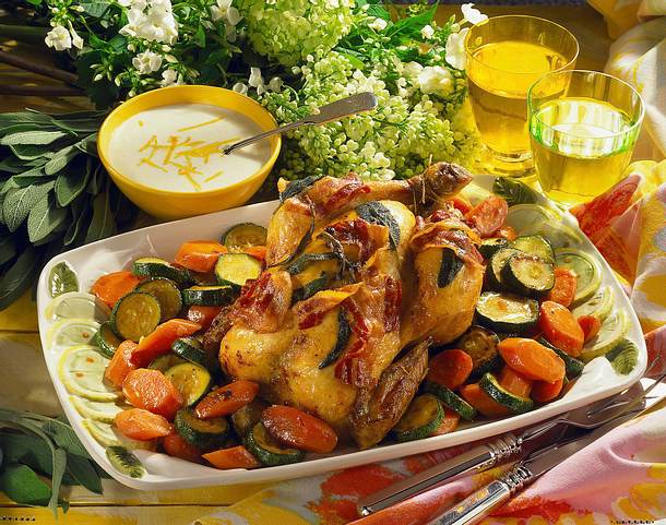Hähnchen auf Gemüse Rezept
