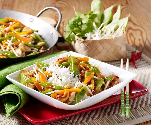 Hähnchen-Bohnen-Wok Rezept