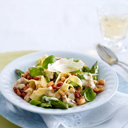 Hähnchen-Bolognese zu Spargel-Nudeln Rezept Hähnchen-Bolognese zu Spargel-Nudeln Rezept