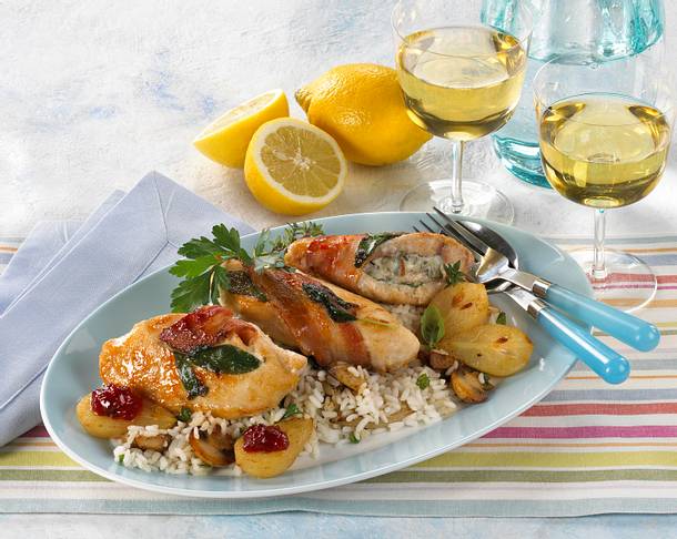 Hähnchen Cordon Bleu mit Champignon-Risotto Rezept
