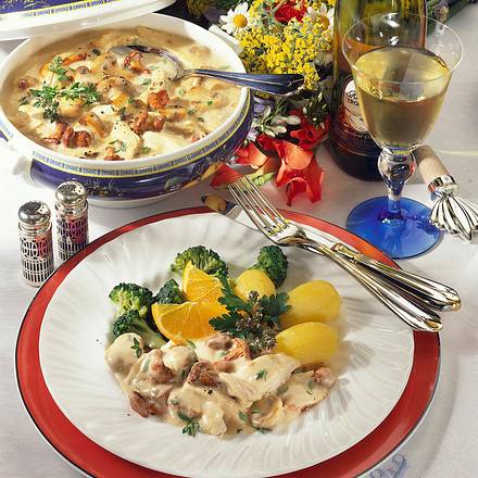 Hähnchen-Frikassee mit Pilzen Rezept Hähnchen-Frikassee mit Pilzen Rezept