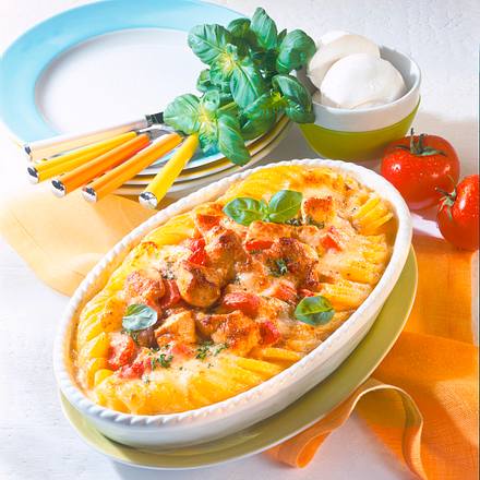 Hähnchen-Gratin in Zwiebelsahne Rezept