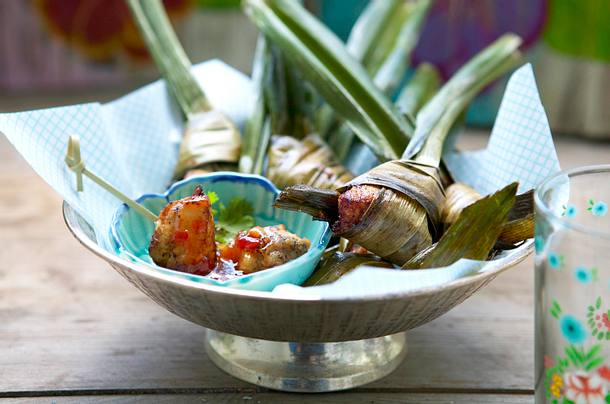 Hähnchen in Pandanblättern (Gai Hor Bai Toey) Rezept