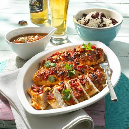 Hähnchen in Rumsoße mit Bohnen-Reis Rezept