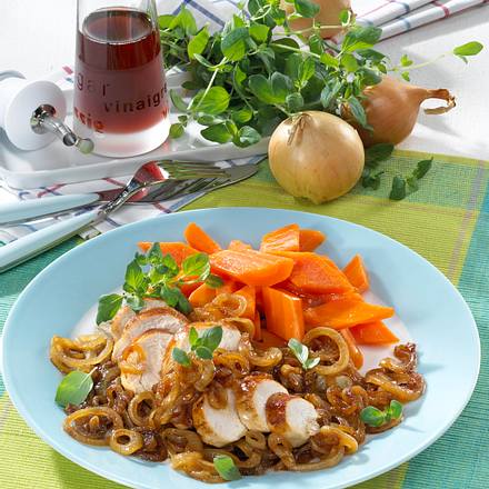 Hähnchen mit Balsamico-Zwiebeln Rezept