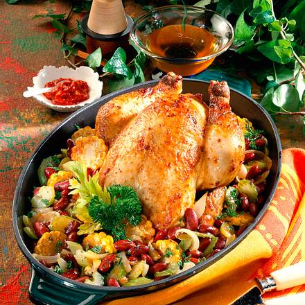 Hähnchen mit Bohnengemüse Rezept Hähnchen mit Bohnengemüse Rezept