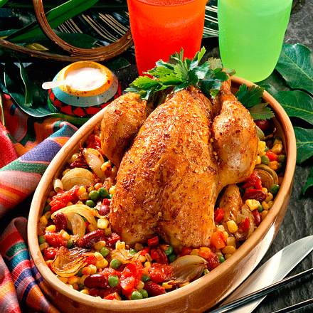 Hähnchen mit buntem Gemüse Rezept Hähnchen mit buntem Gemüse Rezept