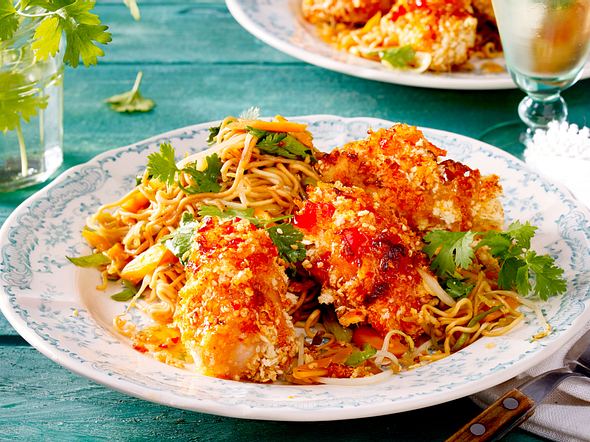 Gebratene Nudeln Genuss Aus Einer Pfanne Lecker