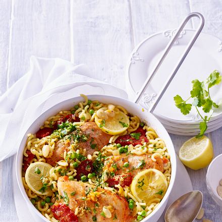 Hähnchen-Pfanne mit Gabelspaghetti Rezept