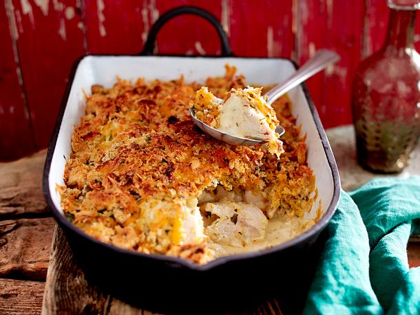 Hähnchenauflauf mit Senf und Cheddar Rezept Hähnchenauflauf mit Senf und Cheddar Rezept