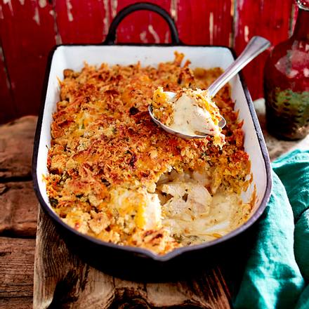 Hähnchenauflauf mit Senf und Cheddar Rezept Hähnchenauflauf mit Senf und Cheddar Rezept