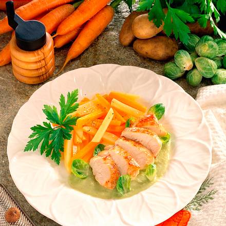 Hähnchenfilet auf Rosenkohlsoße Rezept