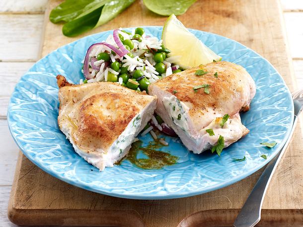 Hähnchenfilet mit Bärlauch-Füllung und leichter Limettensoße Rezept Hähnchenfilet mit Bärlauch-Füllung und leichter Limettensoße Rezept