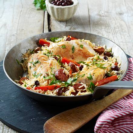 Hähnchenfilet mit Chorizo-Reis Rezept Hähnchenfilet mit Chorizo-Reis Rezept