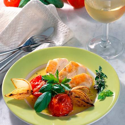 Hähnchenfilet mit geschmorten Tomaten Rezept Hähnchenfilet mit geschmorten Tomaten Rezept