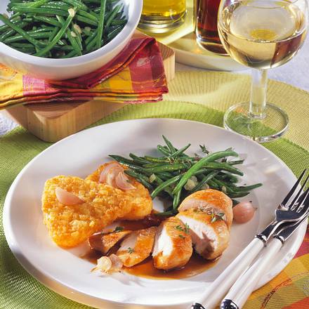 Hähnchenfilet mit Thymian-Böhnchen Rezept Hähnchenfilet mit Thymian-Böhnchen Rezept