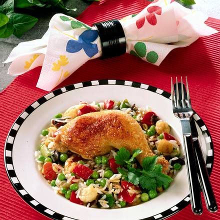 Hähnchenkeulen auf Reis Rezept Hähnchenkeulen auf Reis Rezept