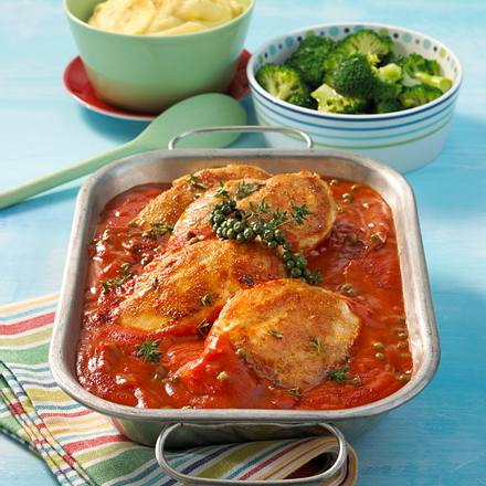Hähnchenschnitzel in Tomaten-Pfeffer-Soße Rezept