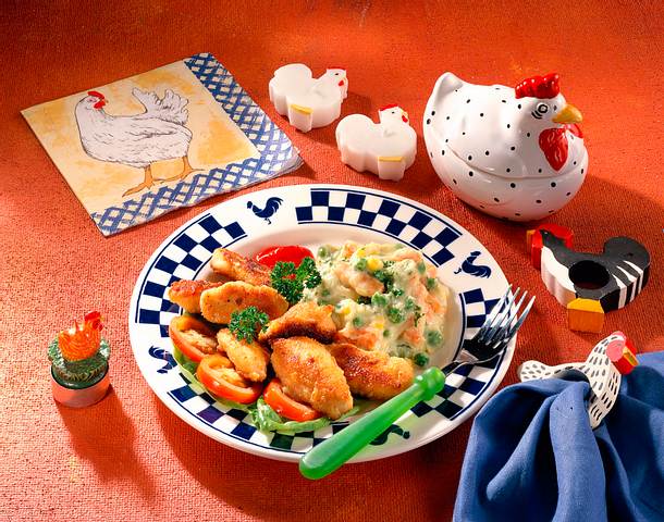 Hähnchensticks mit buntem Püree Rezept Hähnchensticks mit buntem Püree Rezept