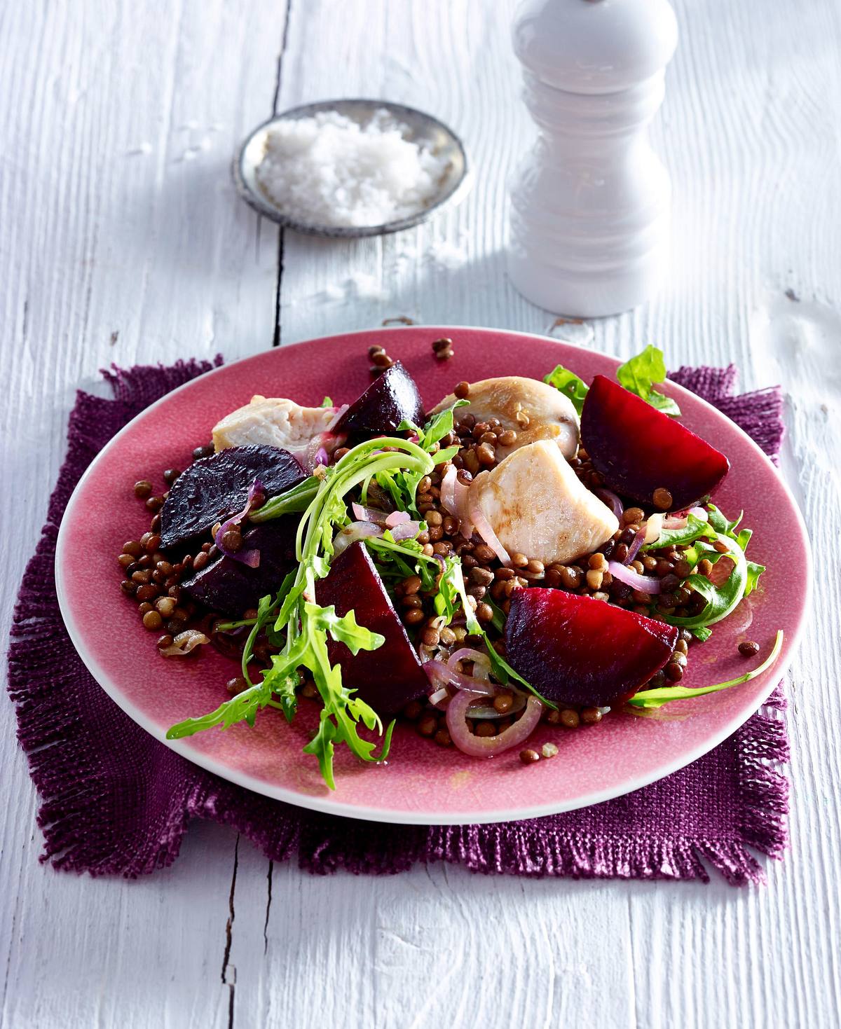 Hähnchen mit Rote Bete und Linsen Rezept