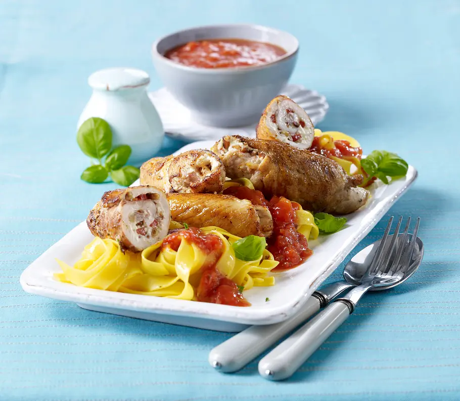 Hähnchen-Rouladen mit Schinken-Käse-Füllung Rezept