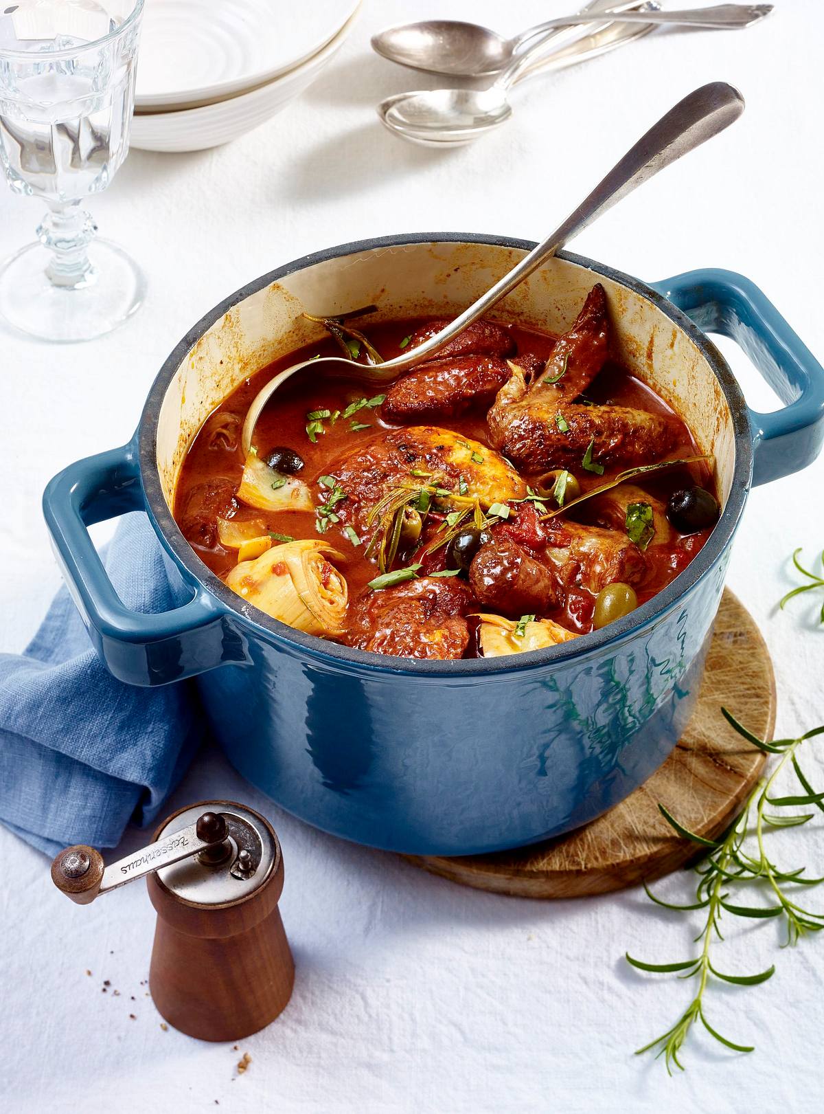 Hähnchen-Salsicce-Ragout mit Chianti Rezept