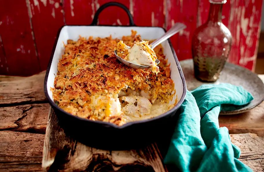 Hähnchenauflauf mit Senf und Cheddar Rezept Hähnchenauflauf mit Senf und Cheddar Rezept