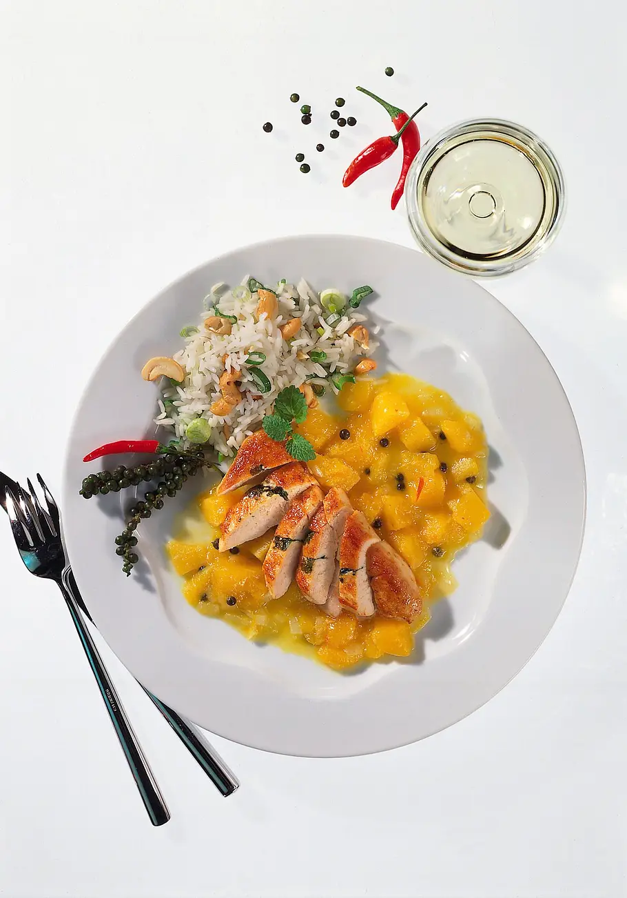Hähnchenbrust mit Mangosoße Rezept Hähnchenbrust mit Mangosoße Rezept