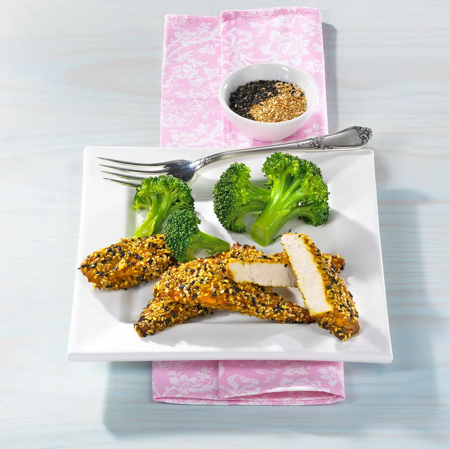 Hähnchensticks mit Sesam Rezept Hähnchensticks mit Sesam Rezept
