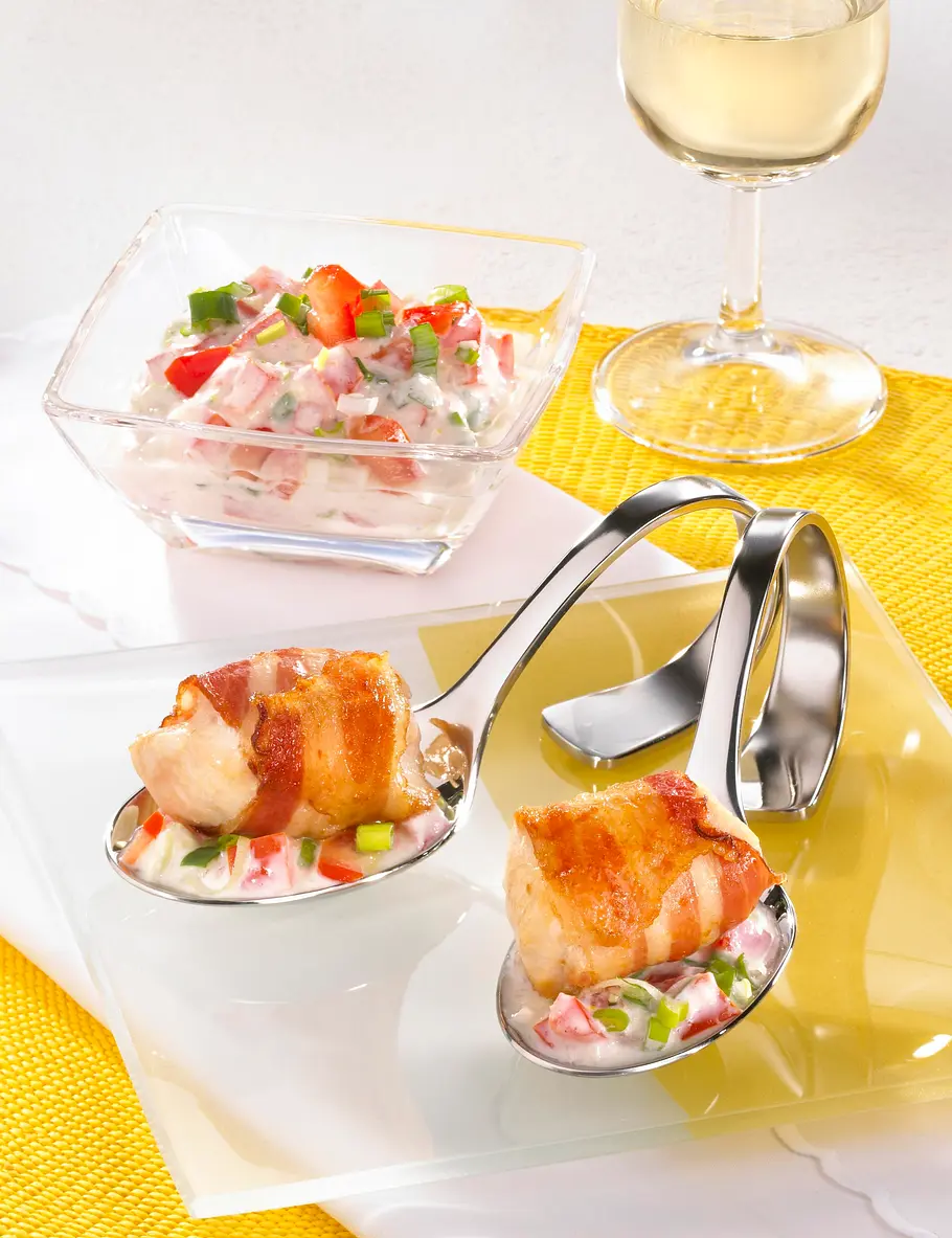 Hähnchenwürfel im Speckmantel Rezept Hähnchenwürfel im Speckmantel Rezept