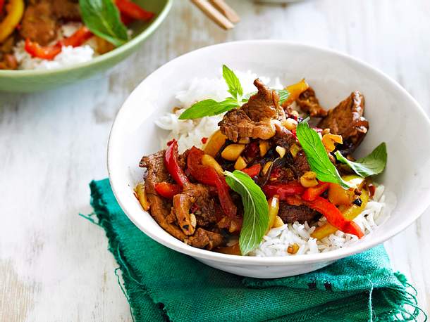 Happy-Paprika-Stir-fry mit Schweinefilet Rezept