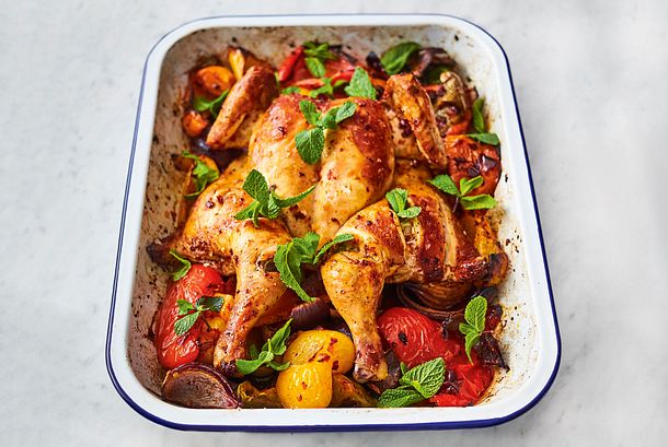 Jamies' Harissahähnchen aus dem Ofen Rezept Jamies' Harissahähnchen aus dem Ofen Rezept