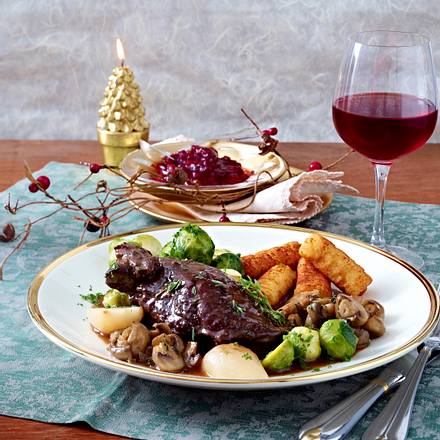 Hasenkeulen mit Champignons Rezept Hasenkeulen mit Champignons Rezept